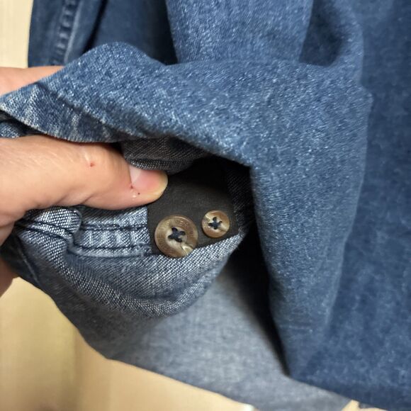 Wolverine Denim Shirt Mens XXL Blue Jean Long Sleeve Button Up Workwear Pockets - Picture 8 of 9